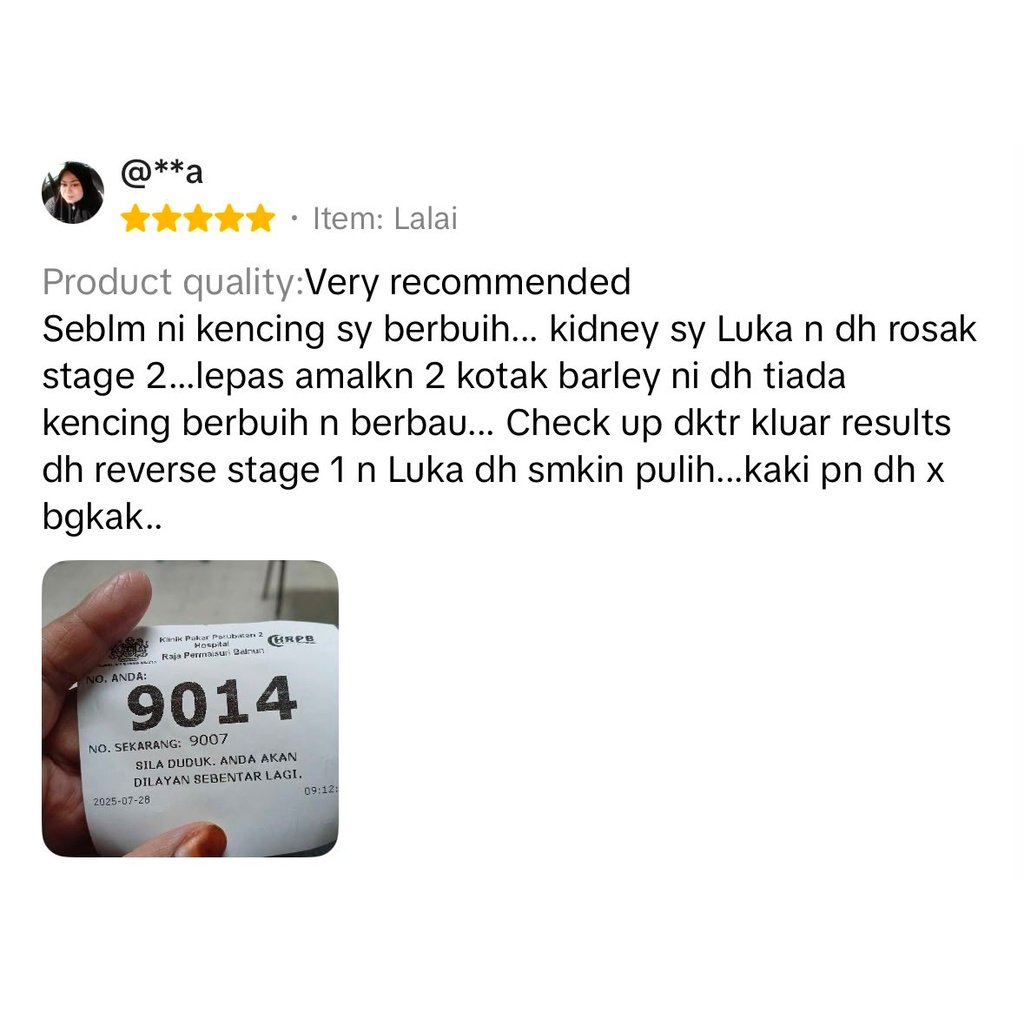 Testimoni pelanggan Roasted Barley 3